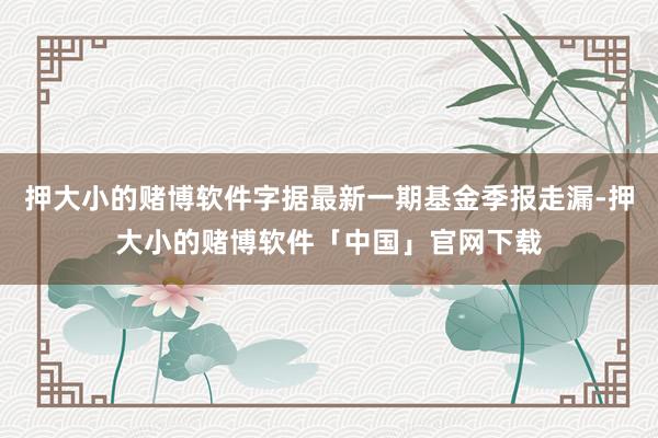 押大小的赌博软件字据最新一期基金季报走漏-押大小的赌博软件「中国」官网下载