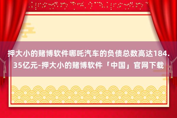 押大小的赌博软件哪吒汽车的负债总数高达184.35亿元-押大小的赌博软件「中国」官网下载