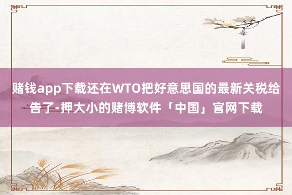 赌钱app下载还在WTO把好意思国的最新关税给告了-押大小的赌博软件「中国」官网下载