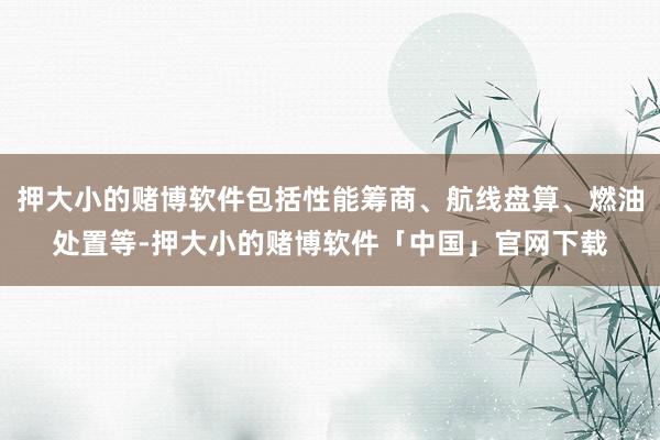 押大小的赌博软件包括性能筹商、航线盘算、燃油处置等-押大小的赌博软件「中国」官网下载