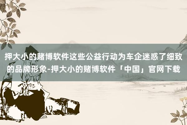 押大小的赌博软件这些公益行动为车企迷惑了细致的品牌形象-押大小的赌博软件「中国」官网下载