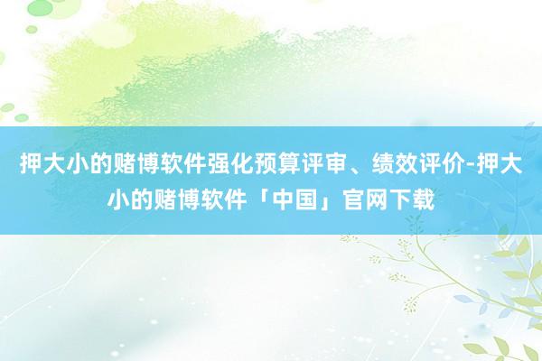 押大小的赌博软件强化预算评审、绩效评价-押大小的赌博软件「中国」官网下载