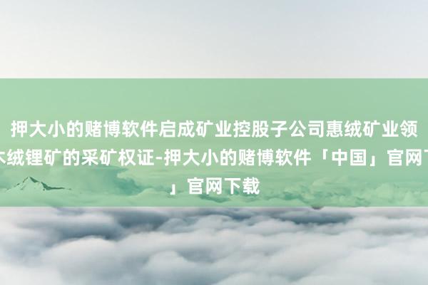 押大小的赌博软件启成矿业控股子公司惠绒矿业领有木绒锂矿的采矿权证-押大小的赌博软件「中国」官网下载