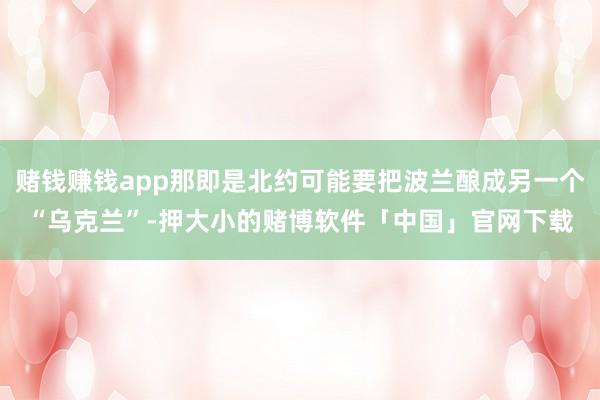 赌钱赚钱app那即是北约可能要把波兰酿成另一个“乌克兰”-押大小的赌博软件「中国」官网下载