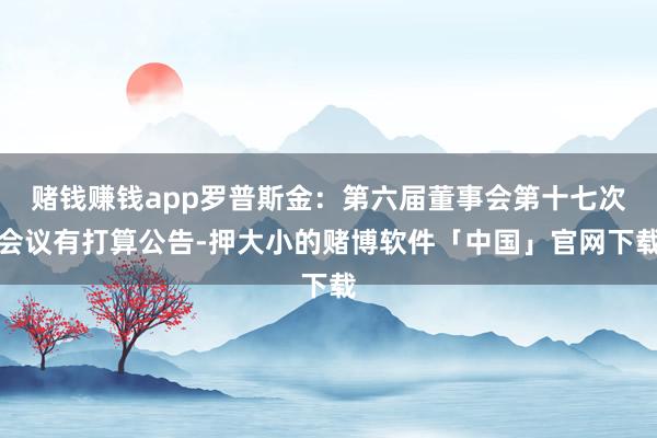 赌钱赚钱app罗普斯金：第六届董事会第十七次会议有打算公告-押大小的赌博软件「中国」官网下载