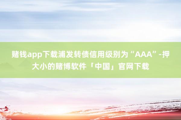 赌钱app下载浦发转债信用级别为“AAA”-押大小的赌博软件「中国」官网下载