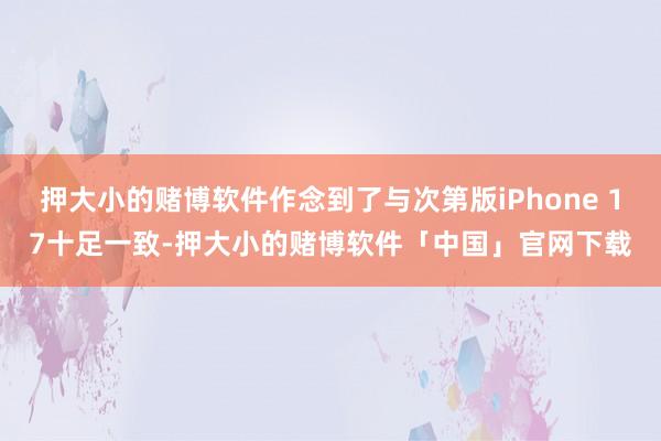 押大小的赌博软件作念到了与次第版iPhone 17十足一致-押大小的赌博软件「中国」官网下载