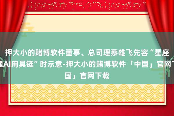 押大小的赌博软件董事、总司理蔡雄飞先容“星座物理AI用具链”时示意-押大小的赌博软件「中国」官网下载
